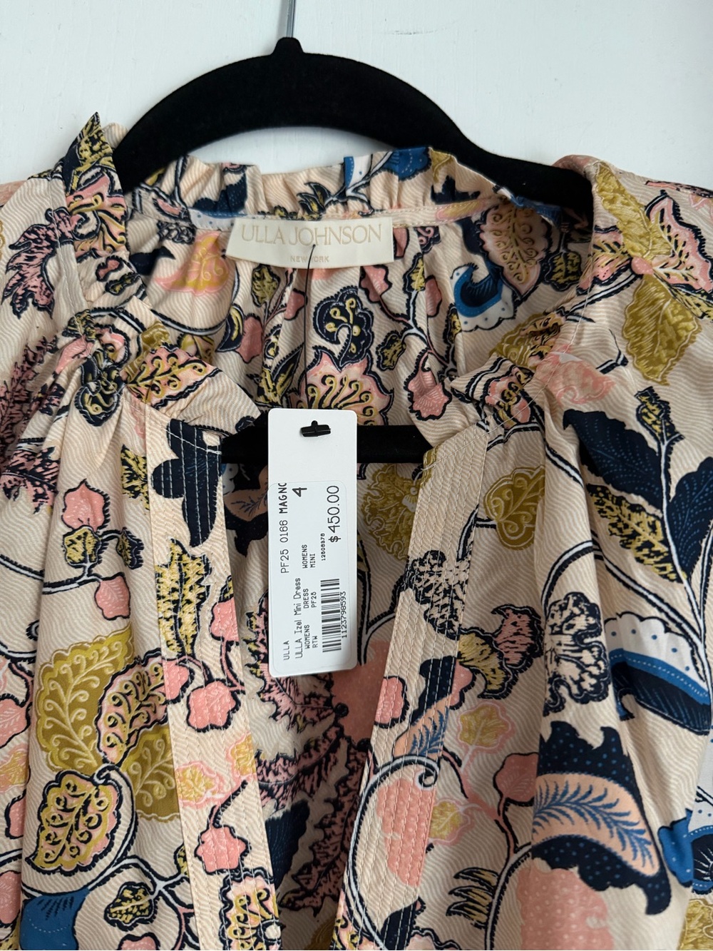 NWT Size 4 Ulla Johnson Pink Paisley Mini Dress with Navy & Mustard Accents - Picture 3 of 8